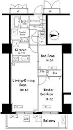 パークアクシス元浅草ステージ 9階2LDKの間取り