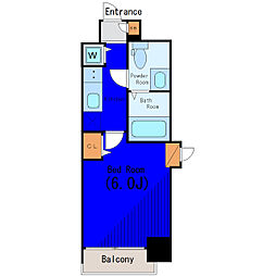 京急本線 大森海岸駅 徒歩7分の賃貸マンション 7階1Kの間取り