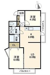 パレ・ロアール戸塚 3DKの間取図画像
