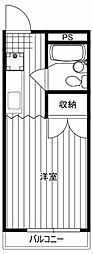 パークハイツ中島2 1Kの間取図画像