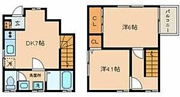 フラッツM 1階2DKの間取り