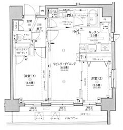 日神パレステージ三ノ輪竜泉 5階2LDKの間取り