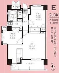 ニューガイアサンコーポフジシン 3階2LDKの間取り