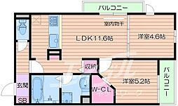 セジュール関目 2LDKの間取図画像