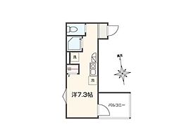 MELLAS矢川IV 2階ワンルームの間取り