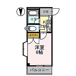 JR紀勢本線 宮前駅 徒歩5分の賃貸アパート 2階1Kの間取り