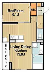ジェルベーラ淵野辺 3階1LDKの間取り