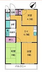 第7フラワーハイツ 4階3DKの間取り