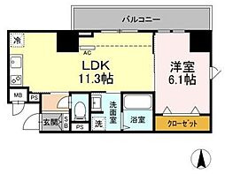 Je Glycine 寿町 5階1LDKの間取り
