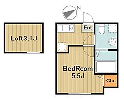 マイスペース古淵 2階1Kの間取り