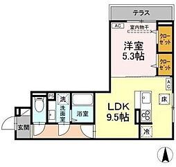 D-ROOM元横山町 1階1LDKの間取り