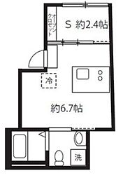 アピチェ目黒 4階ワンルームの間取り