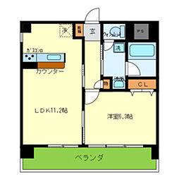 サンフレンズ新森 2階1LDKの間取り