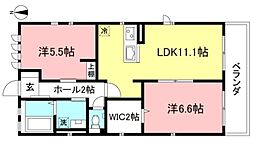 シャングリラ 2LDKの間取図画像