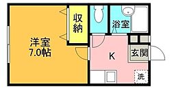 ビラ ミモザ 2階1Kの間取り