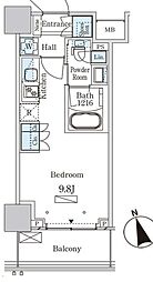 パークアクシス大塚ステーションゲートタワー 7階ワンルームの間取り