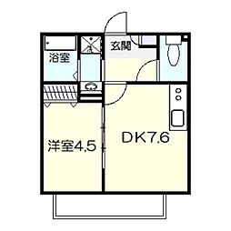 アップルブロッサム中百舌鳥 1DKの間取図画像