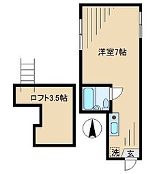 フロンティア 1階ワンルームの間取り