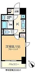 プライムアーバン門前仲町 7階1Kの間取り
