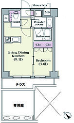 プラチナコート中目黒 1階1LDKの間取り