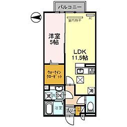 ラズベリー荘 2階1LDKの間取り