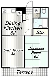 エステートピア遊 1階2DKの間取り