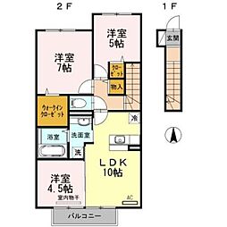 エクレラージュ　II 2階3LDKの間取り