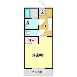 ガーデンハイツいちのみや 1Kの間取図画像