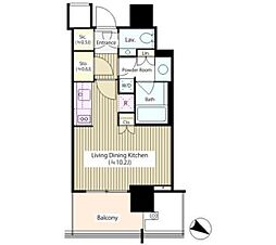 ＴＨＥ　ＲＯＰＰＯＮＧＩ　ＴＯＫＹＯ　ＣＬＵＢ　ＲＥＳＩＤＥ 1316 13階ワンルームの間取り
