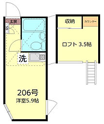 マイプラン阿佐谷北Ｂ棟 2階ワンルームの間取り