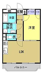 グランツ・ソワ 1LDKの間取図画像