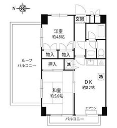 グリーンウッド大蔵 2DKの間取図画像