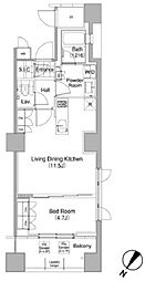 コンフォリア東池袋ウエスト 8階1LDKの間取り