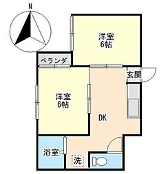 ミツミハイム 2DKの間取図画像