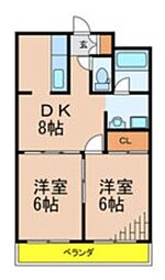 アストレア 3階2DKの間取り