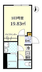 ワンネス西品川 1階1Kの間取り