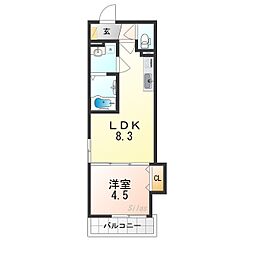 近鉄大阪線 弥刀駅 徒歩8分の賃貸アパート 1階1LDKの間取り