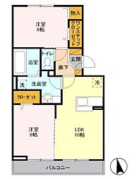 ヘリオス吉川美南ゼウス 2LDKの間取図画像
