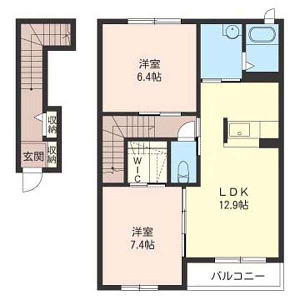 グランコート　Ｃ 00202｜茨城県ひたちなか市松戸町２丁目(賃貸アパート2LDK・2階・61.20㎡)の写真 その2