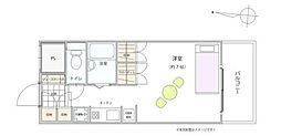 厚木アザレアビル 1Kの間取図画像