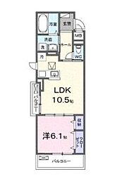 アウラティエ 1階1LDKの間取り