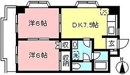 第2ヴィガードエル 2DKの間取図画像