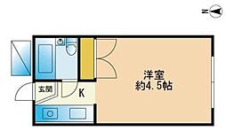 プラザドゥソフィアＡ棟 1階ワンルームの間取り