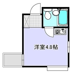 ブルーメ三美 1階ワンルームの間取り