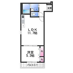 ＣＡＳＡ・ＣＯＭＦＯＲＴ 2階1LDKの間取り