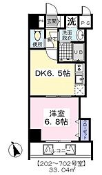 ベルコート 2階1DKの間取り