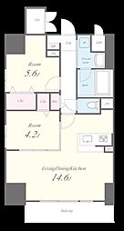 Ｅｖｅｒｇａｒｄｅｎ 6階2LDKの間取り