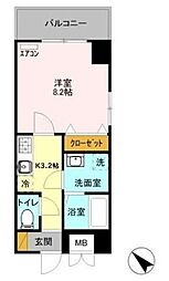 ベルフルール 1Kの間取図画像