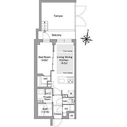 JR総武線 東中野駅 徒歩9分の賃貸マンション 地下1階1LDKの間取り
