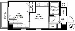 京急本線 六郷土手駅 徒歩3分の賃貸マンション 6階1DKの間取り